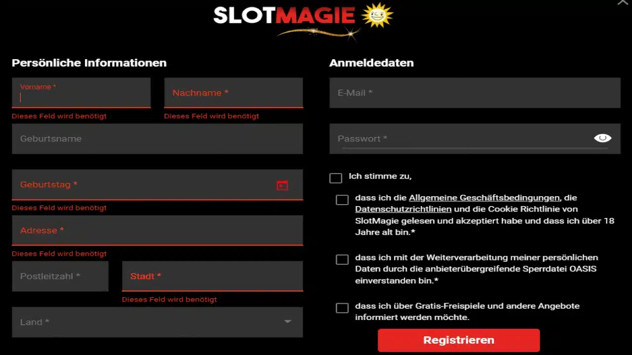 SlotMagie Casino Registrierung mit gratis Freispielen