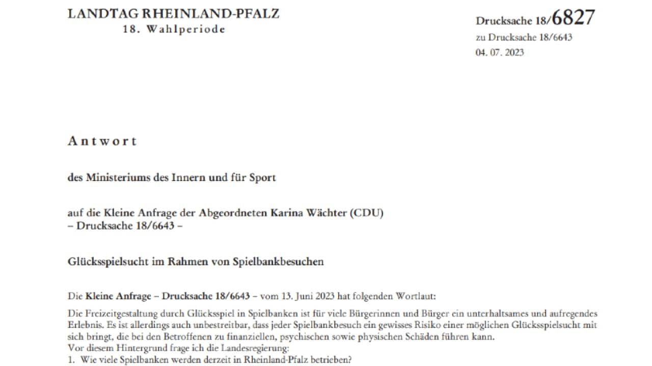 kleine anfrage rheinland pfalz cdu gluecksspiel