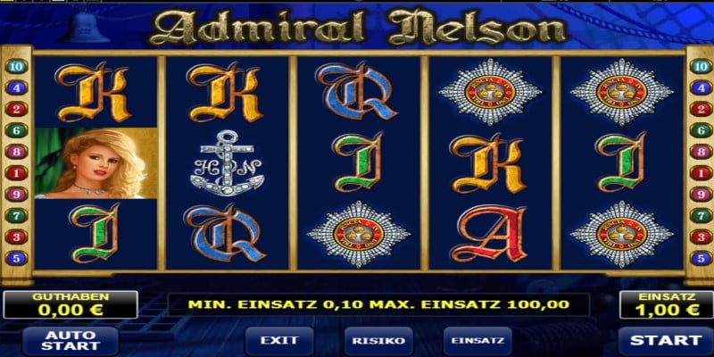 Übersicht bietet der Admiral Nelson Spielautomat