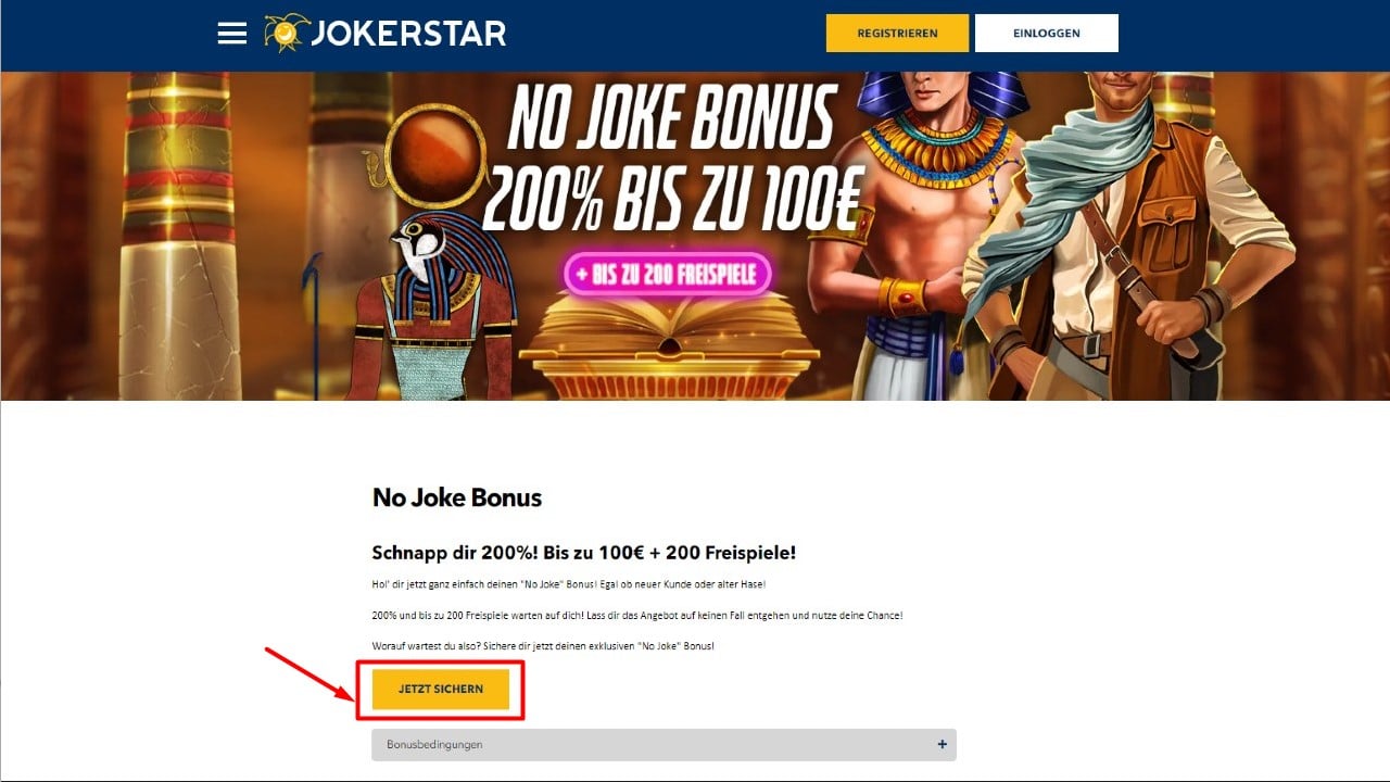 Jokerstar No Joke Bonus beanspruchen