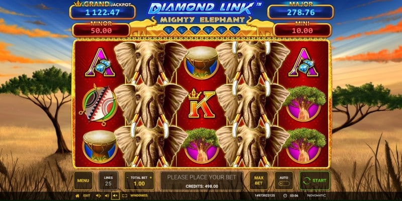 Übersicht Diamond Link Mighty Elephant Spielautomat