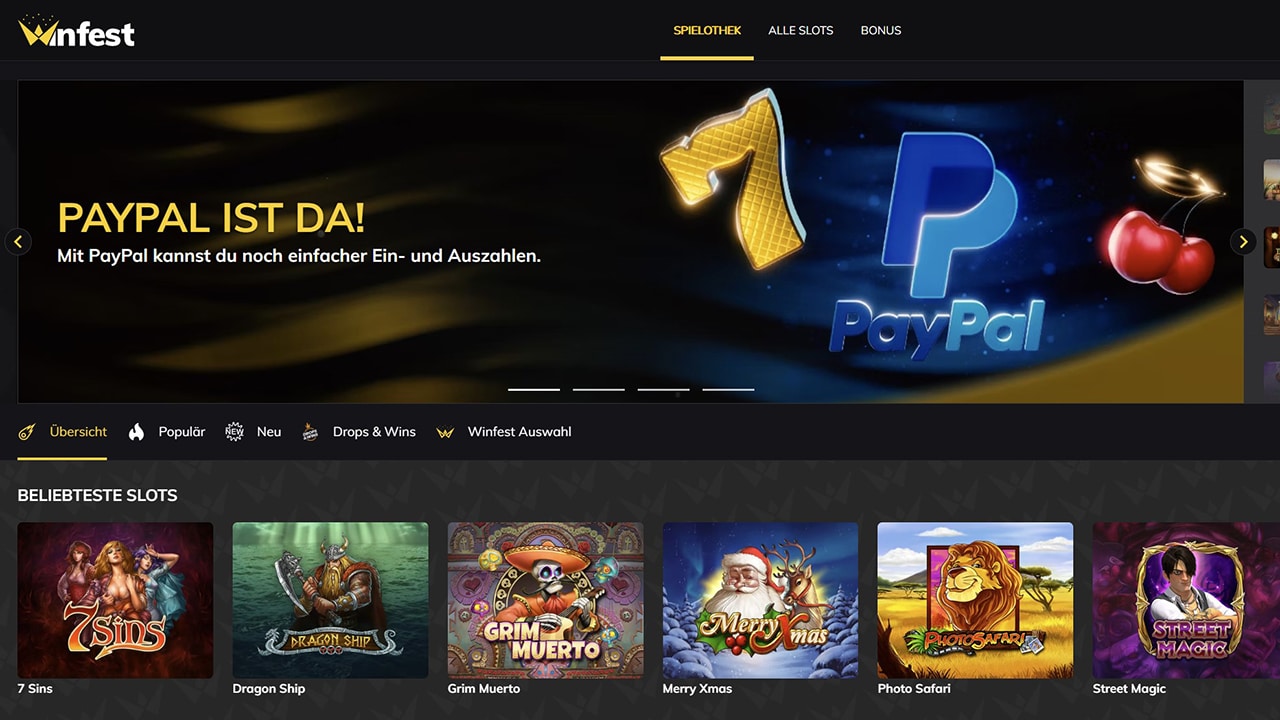 Winfest ist ein neues Online Casino mit PayPal