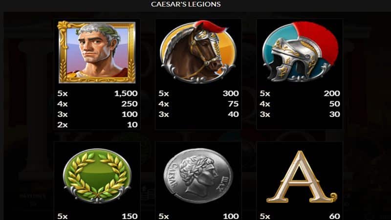 Auszahlungstabelle Caesar&acute;s Legions Spielautomat