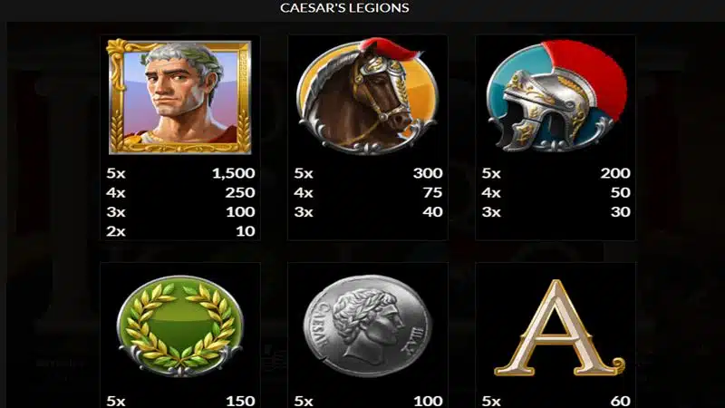 caesars_legions_auszahlung Auszahlungstabelle Caesar´s Legions Spielautomat