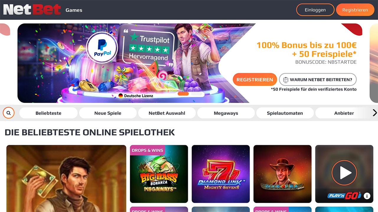 NetBet Casino Deutschland mit 50 Freispielen ohne Einzahlung