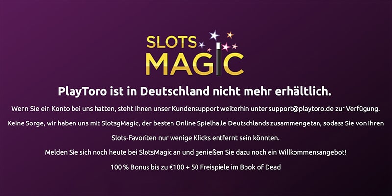 PlayToro macht dicht – SlotsMagic Casino übernimmt