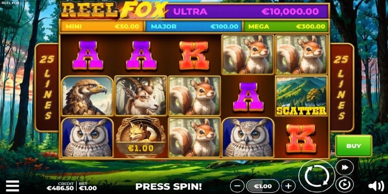 Übersicht Reel Fox Spielautomat