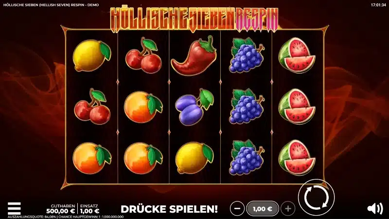 &Uuml;bersicht H&ouml;llische Sieben Respin Spielautomat