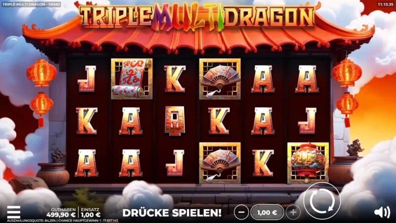 Übersicht Triple Multi Dragon Spielautomat