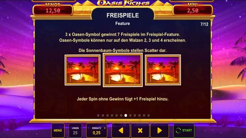 Auszahlungstabelle Diamond Link Oasis Riches Spielautomat