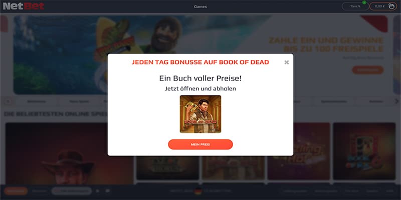 NetBet Book of Bonus: Täglich 100€ & 100 Freispiele für Book of Dead!