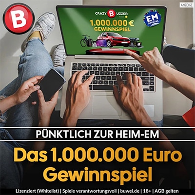 CrazyBuzzer EM-Special Gewinnspiel mit Preise von 1 Mio. Euro