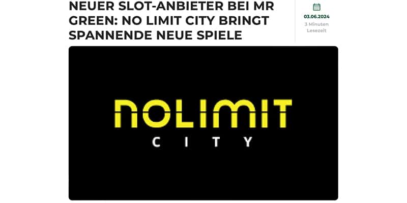Mr Green & 888 Casino begrüßen Nolimit City Slots