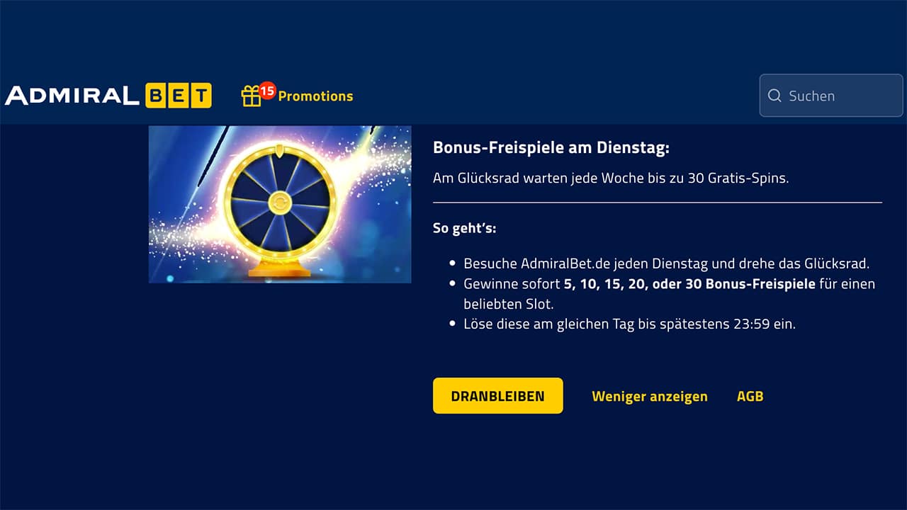 Mittwoch am Freispielrad drehen bis 30 Free Spins