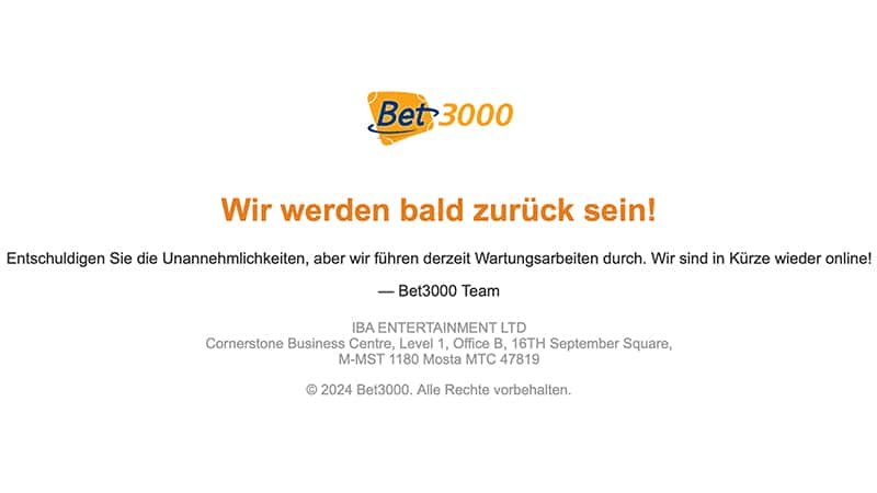 Wettanbieter Bet3000 ist dicht!