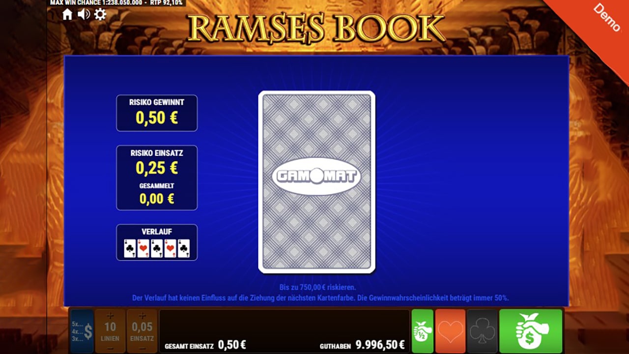 Ramses Book Spielautomaten Kartenrisiko