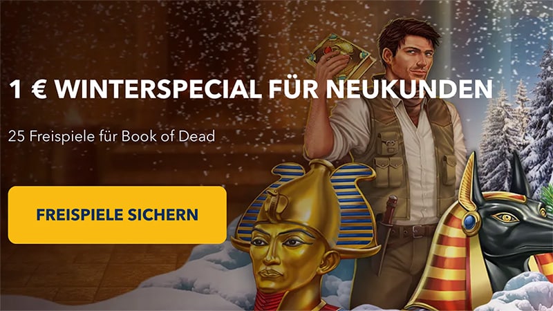 Jokerstar Casino 1 € einzahlen für 25 Freispiele auf Book of Dead!