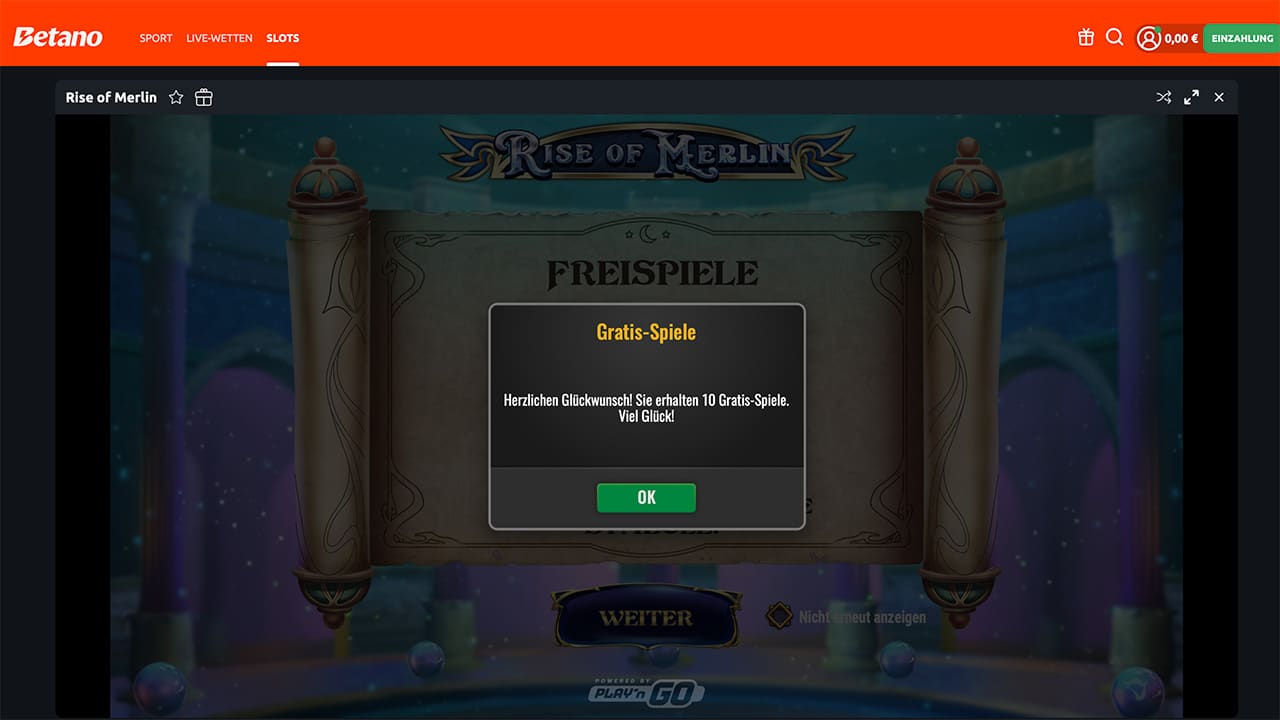 Betano Freitag Freispiele einlösen