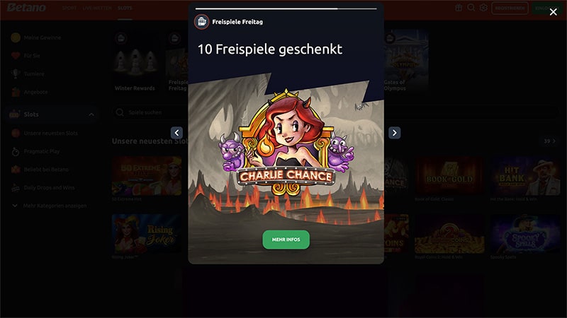 Charlie Chance Freispiele ohne Einzahlung im Betano Casino!