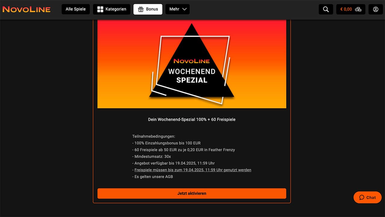 NOVOLINE.DE Wochenende Bonus