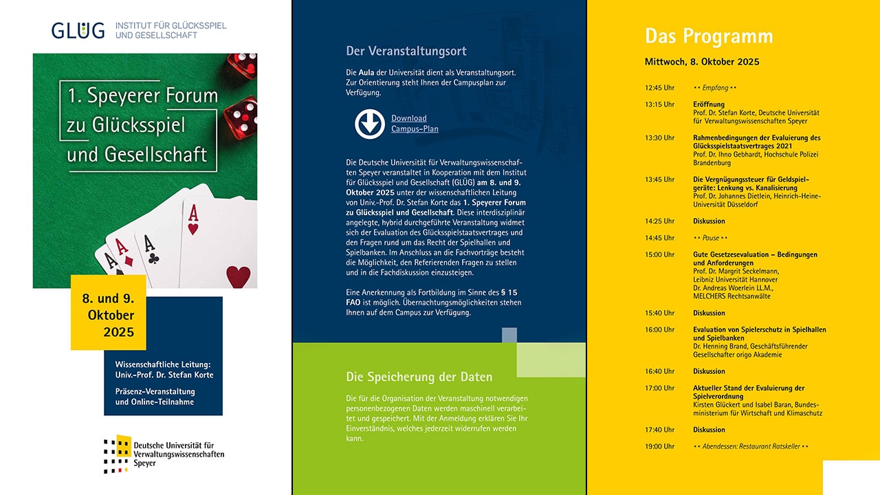 1. Speyerer Forum zu Glücksspiel und Gesellschaft 1. Speyerer Forum zu Glücksspiel und Gesellschaft