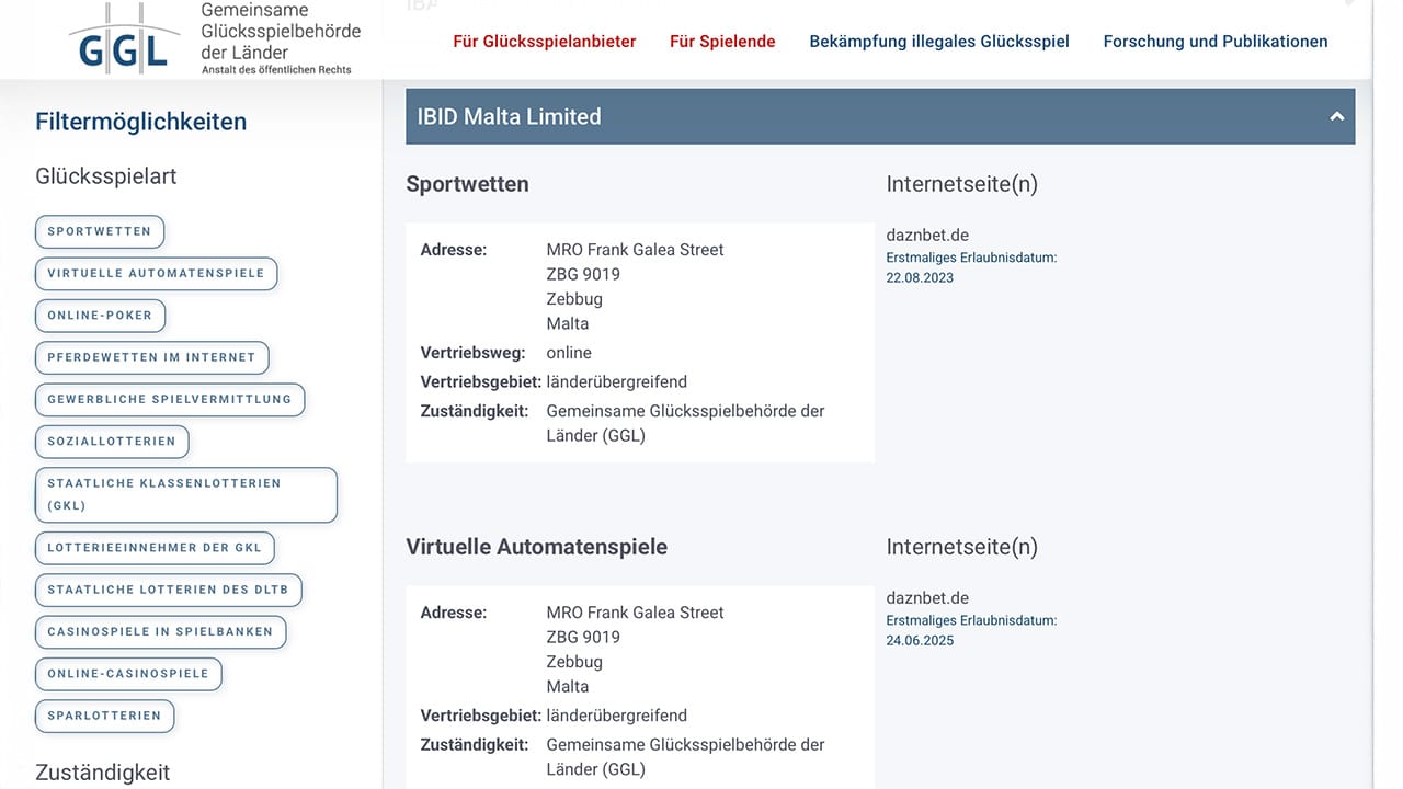 DAZN BET deutsche Online Casino Lizenz ist da
