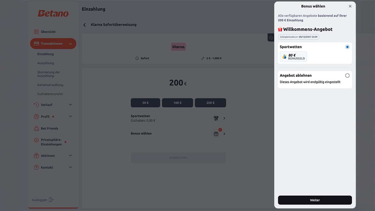 Betano Klarna Bonus einlösen Betano Klarna Bonus einlösen