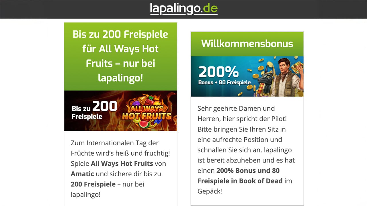 Lapalingo Amatic Freispielaktion