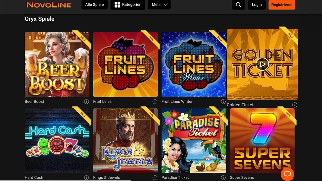 NOVOLINE.DE ORYX Spiele NOVOLINE.DE ORYX Spiele
