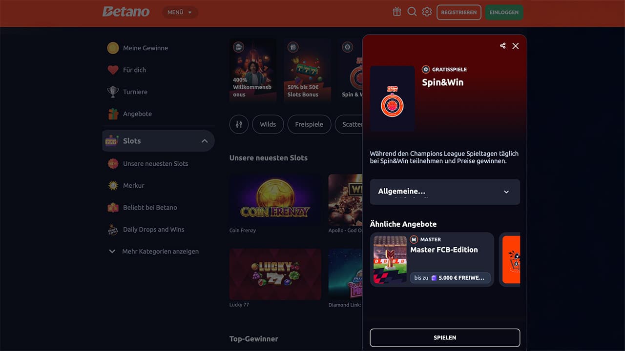Betano Fussball Spin and Win