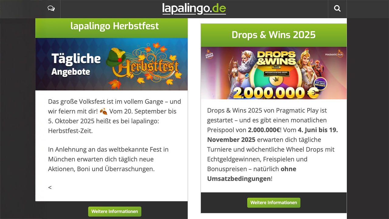 Lapalingo Herbstangebot deutsche Spieler