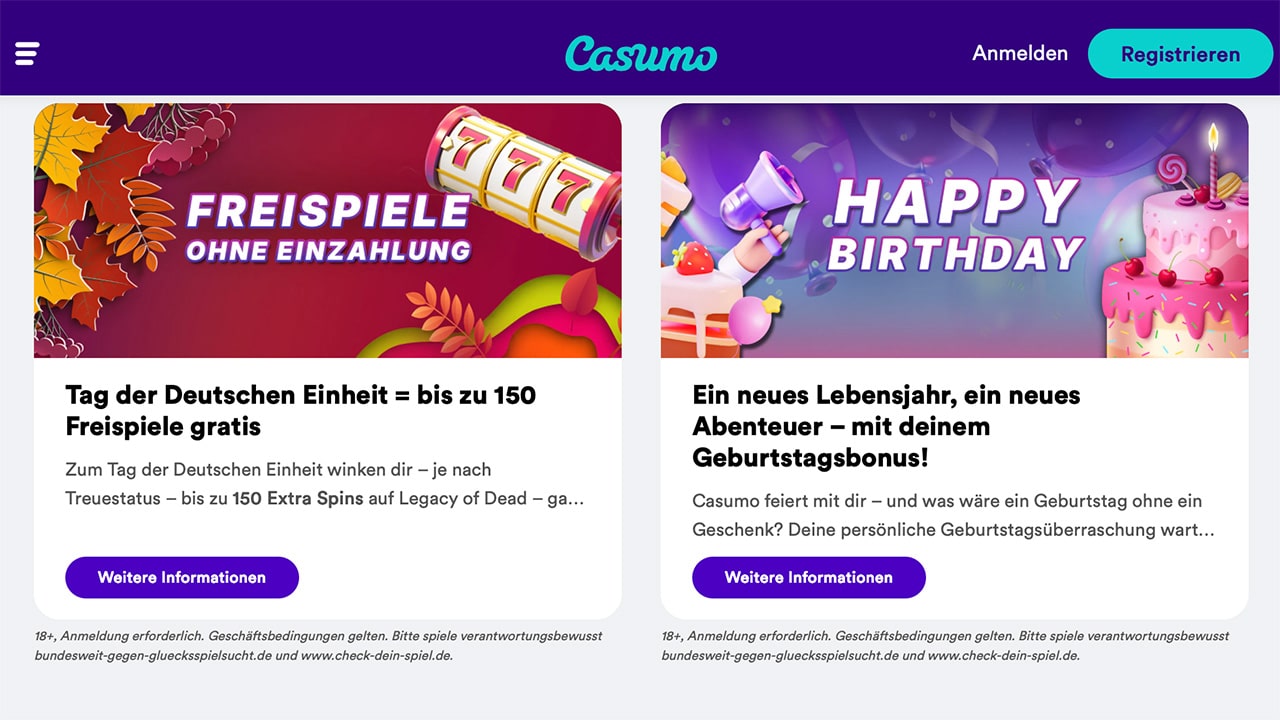 Casumo Feiertagsbonus kostenlos