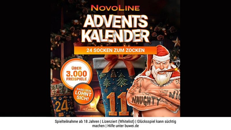 3000 Freispiele und &uuml;ber 50 Boni im NOVOLINE.DE Adventskalender!