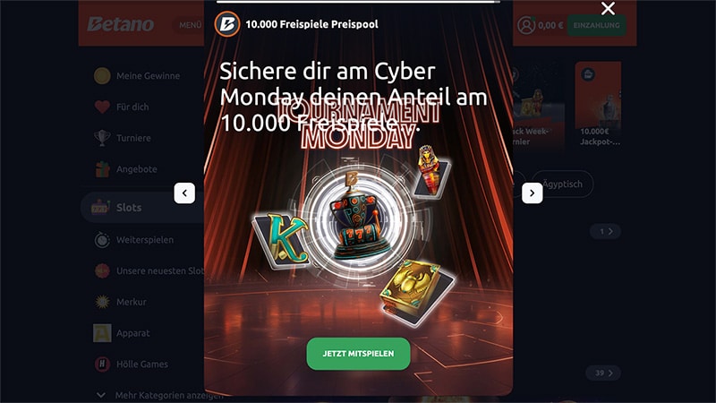 Betano Cyber Monday 10 000 Freispiele Preispool!