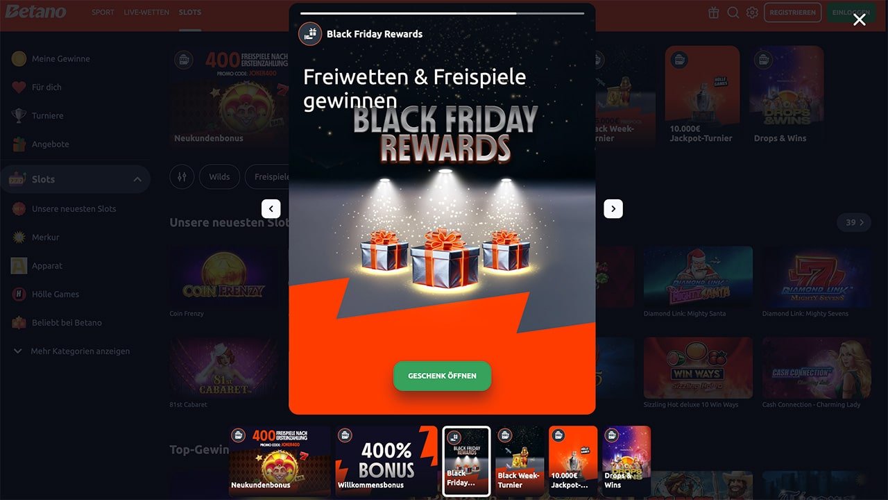 Black Friday Freispiele und Freiwetten