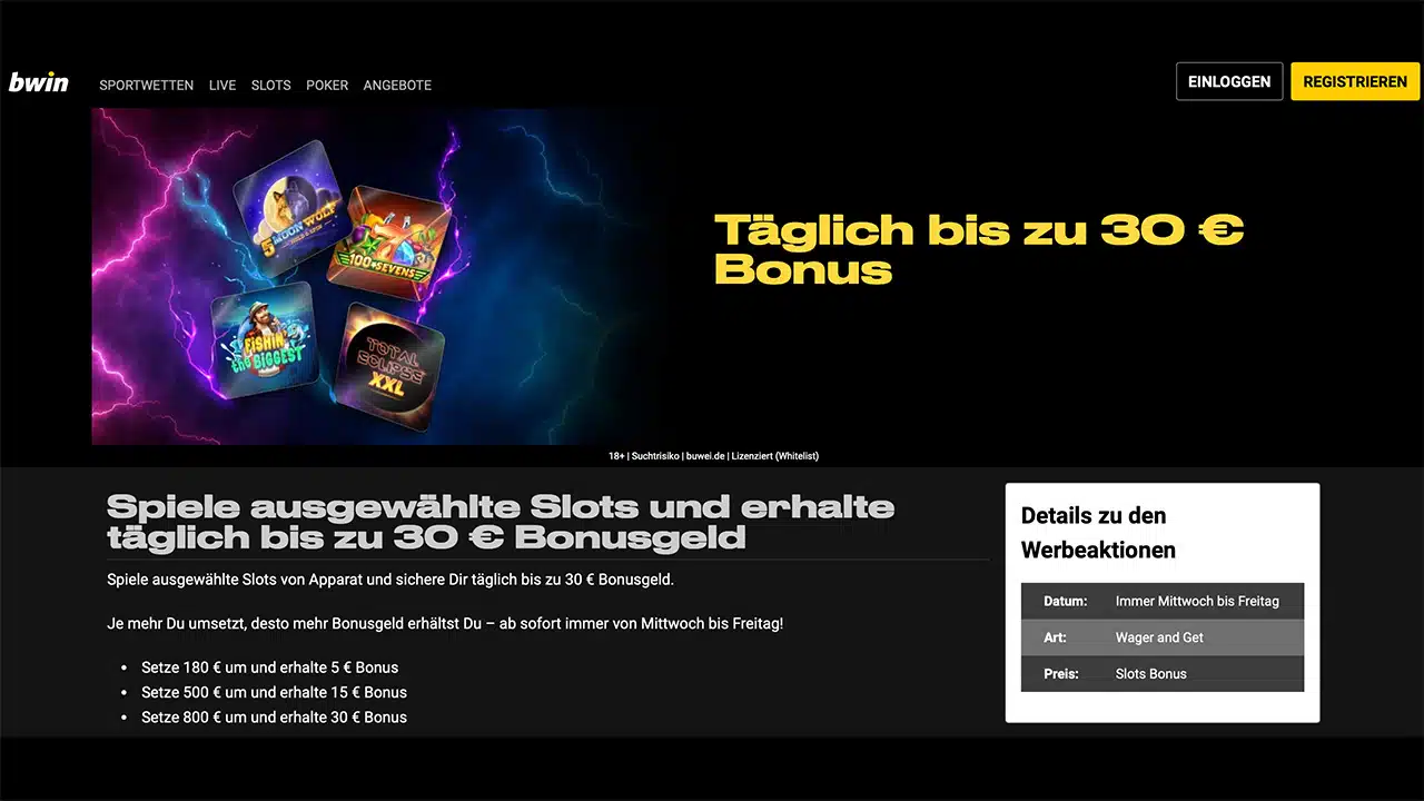 bwin 30 Euro Cash-Bonus mit Apparat einl&ouml;sen