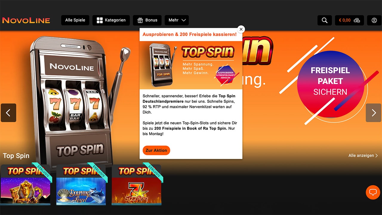NOVOLINE.DE 200 Freispiele auf Book of Ra Top Spin NOVOLINE.DE 200 Freispiele auf Book of Ra Top Spin