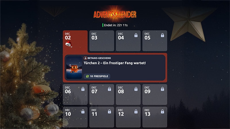 Betano Adventskalender 2025 randvoll mit Freispielen und Weihnachtsbonus!
