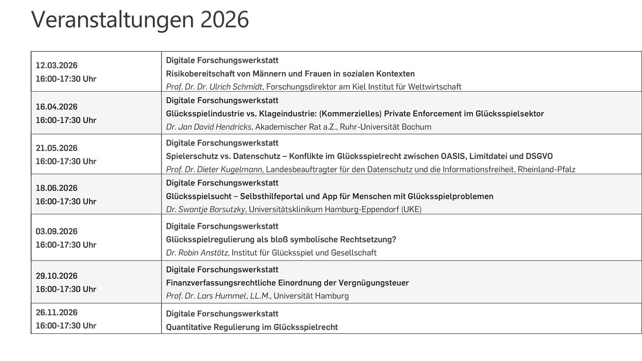 GL&Uuml;G Veranstaltungen 2026