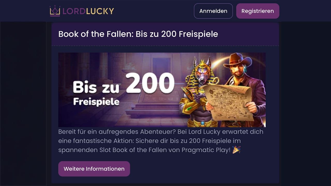 Lord Lucky Book of the Fallen Freispiele