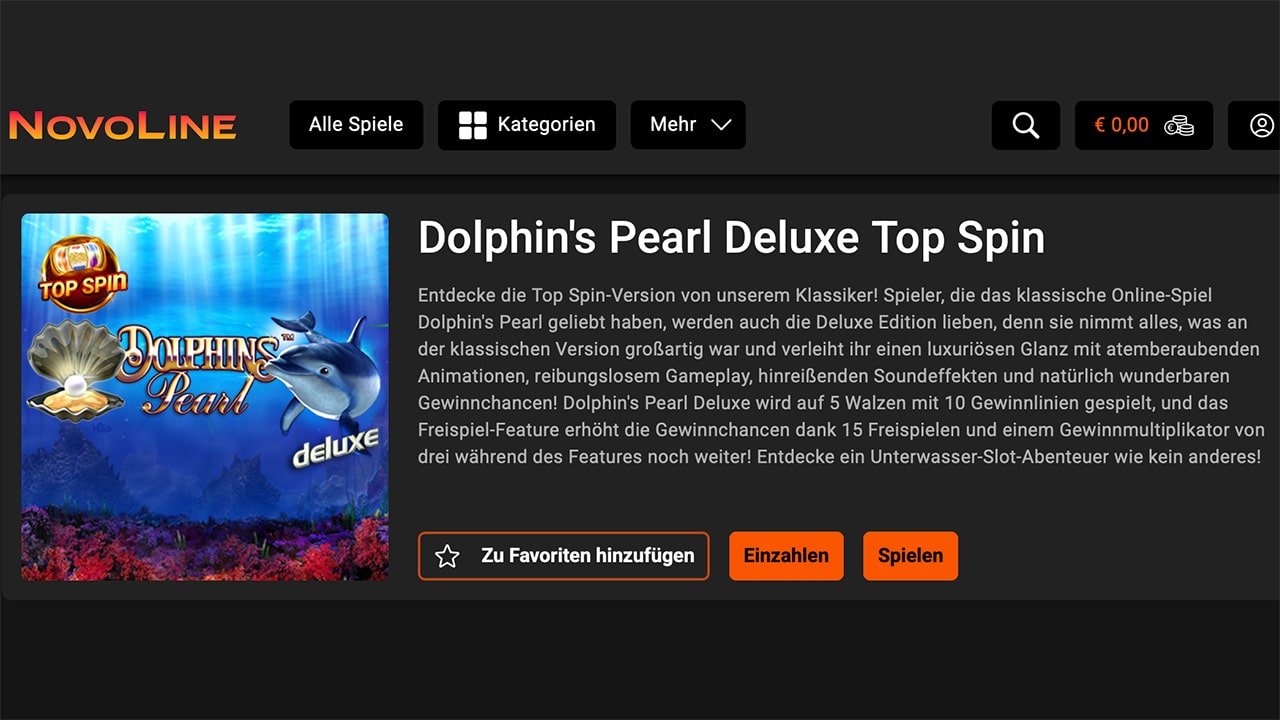 NOVOLINE.DE Dolphin’s Pearl Deluxe Top Spin 40 Freispiele NOVOLINE.DE Dolphin’s Pearl Deluxe Top Spin 40 Freispiele