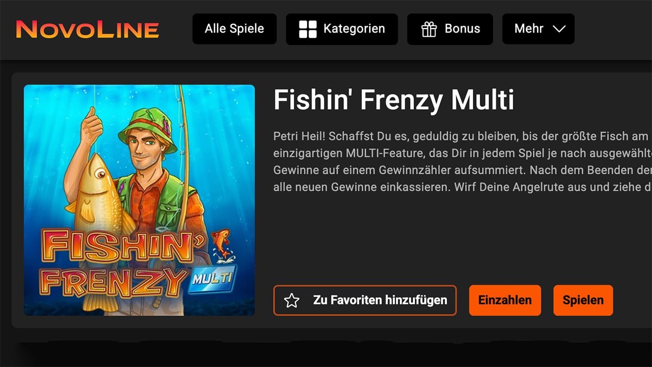 NOVOLINE.DE Fishin&rsquo; Frenzy 100 Freispiele