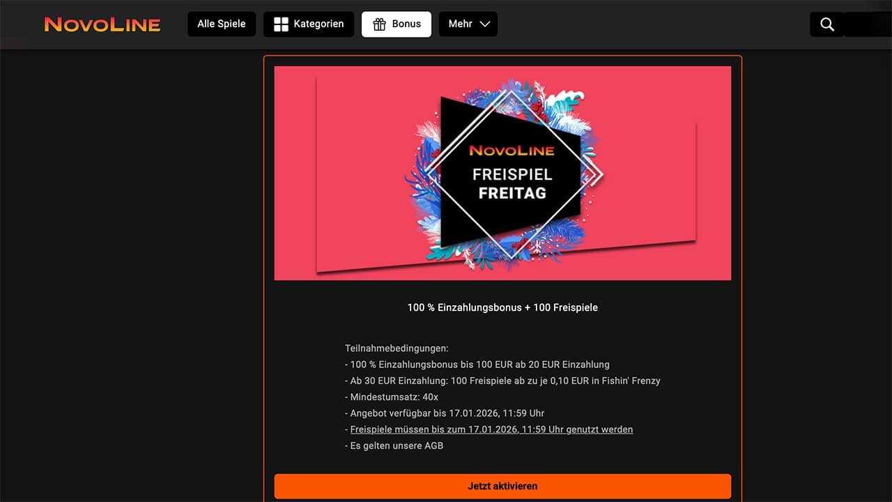 NOVOLINE.DE freitags Casino Bonus
