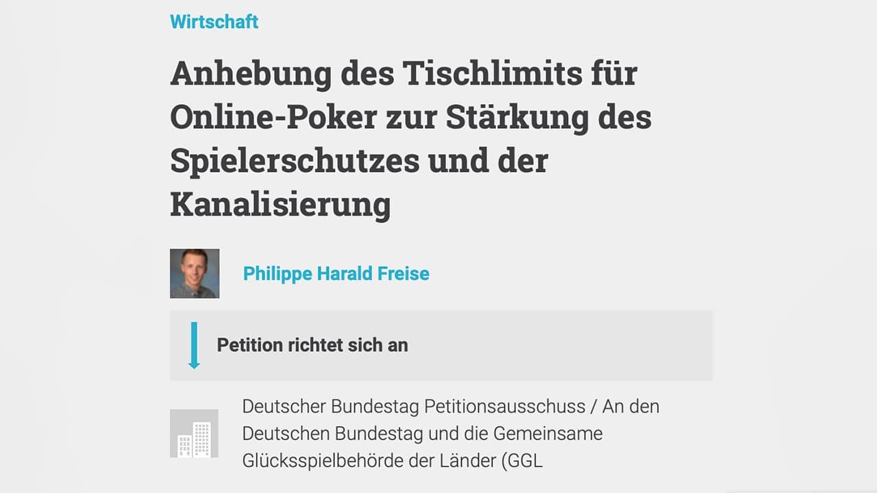 Anhebung des Tischlimits für Online-Poker zur Stärkung des Spielerschutzes und der Kanalisierung Anhebung des Tischlimits für Online-Poker zur Stärkung des Spielerschutzes und der Kanalisierung