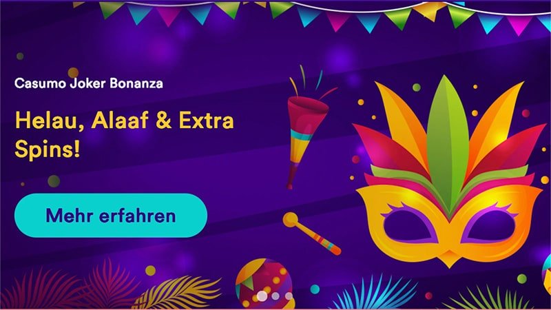 Joker Bonanza beim Casumo Karneval: n&auml;rrische 200 Freispiele warten!