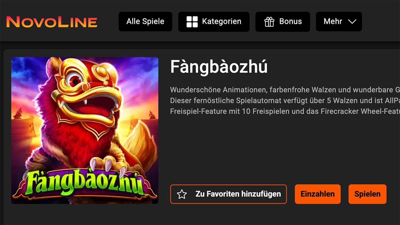 NOVOLINE.DE F&agrave;ngb&agrave;ozh&uacute; Freispiele