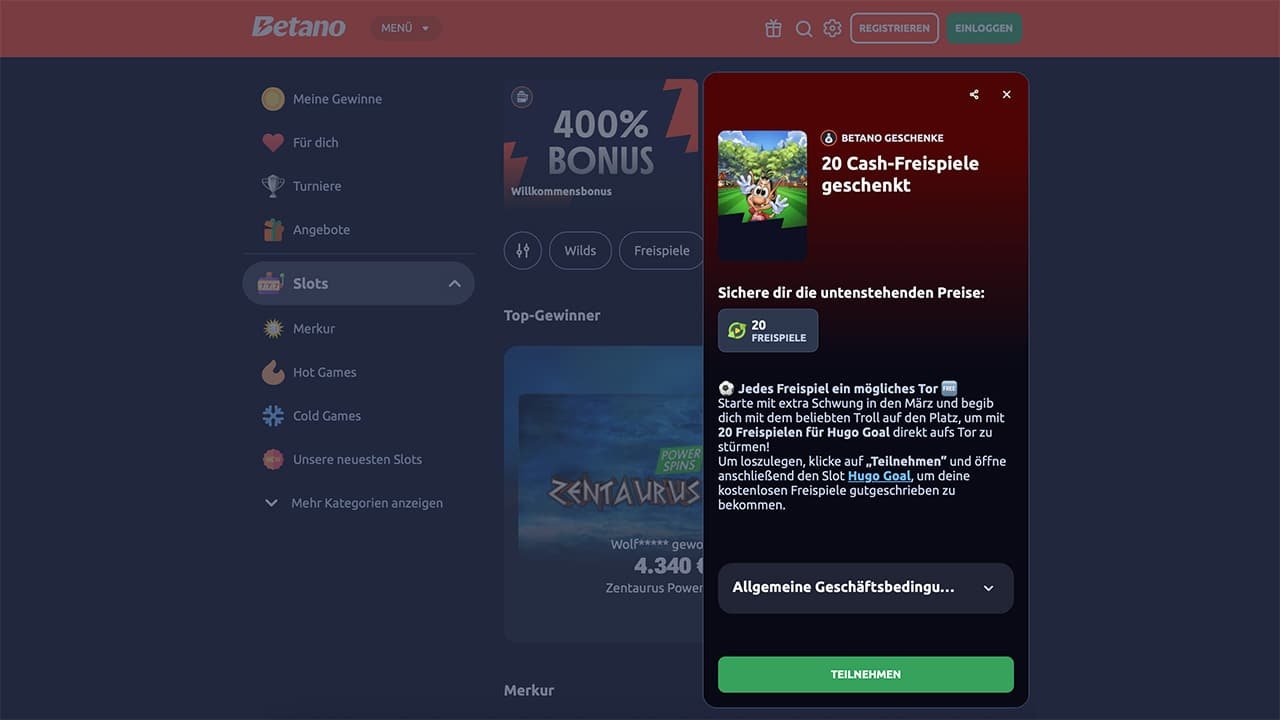 Betano Free Spins ohne Einzahlung und ohne Umsatz