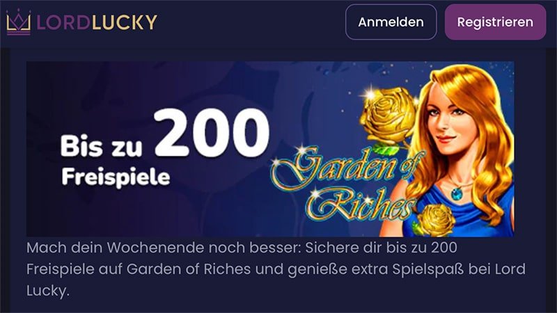 Garden of Riches Freispiele: Der LordLucky Bonusgarten wartet!