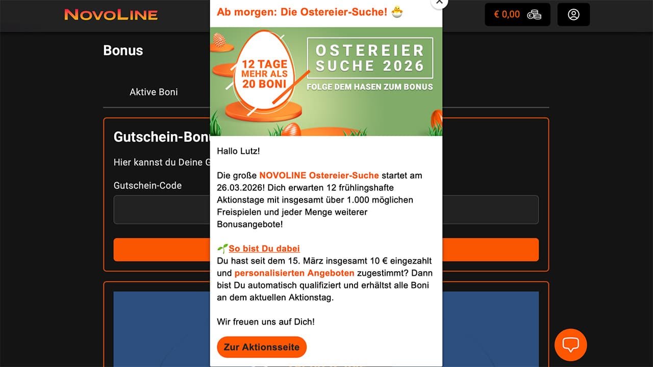 NOVOLINE.DE Ostern Online Casino Bonus