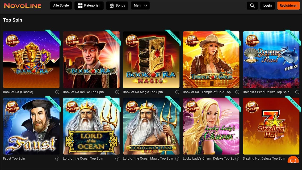 NOVOLINE.DE Top Spin Slots Auswahl NOVOLINE.DE Top Spin Slots Auswahl